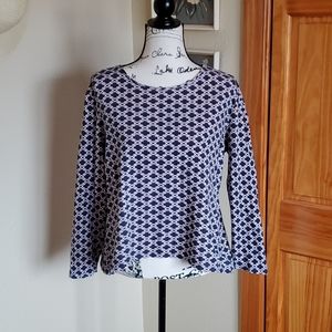 Charter Club Luxury 100% Pima Cotton Long Sleeve Top Blue Pink Size LARGE